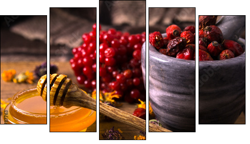 Honey and herbs - Five-piece canvas, Pentaptych