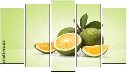 Green sweet oranges fruit - Five-piece canvas, Pentaptych