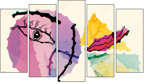 Abstract Print - Five-piece canvas, Pentaptych
