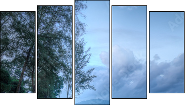 Cold Blue Dawn - Five-piece canvas, Pentaptych