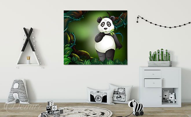 Panda-et-bambou-pour-le-petit-dejeuner-pour-les-enfants-tableaux-demur