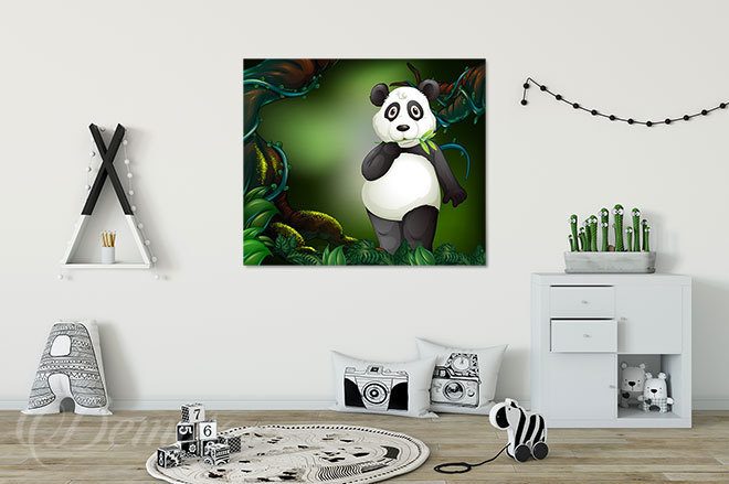 Panda-et-bambou-pour-le-petit-dejeuner-pour-les-enfants-tableaux-demur