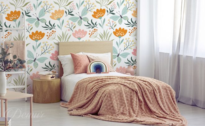 Floral-et-joyeux-pour-la-chambre-dado-papiers-peints-a-motifs-demur