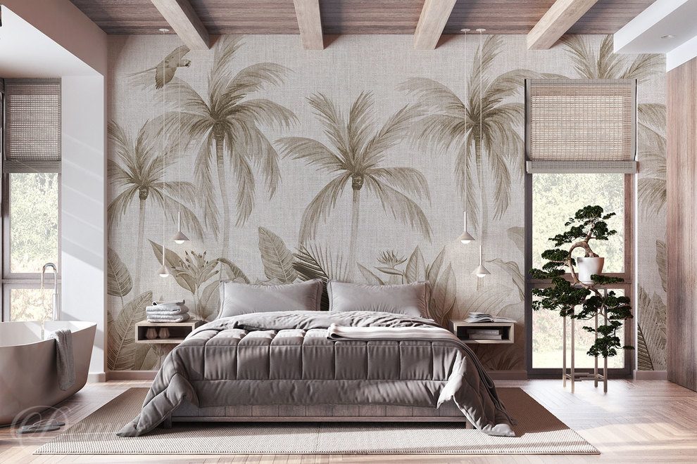 Elegance-tropicale-dans-des-teintes-douces-pou-la-chambre-a-coucher-papiers-peints-demur