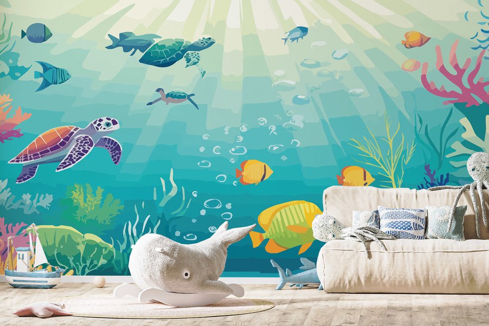 Aventure-sous-marine-avec-des-animaux-marins-pour-les-enfants-papiers-peints-demur