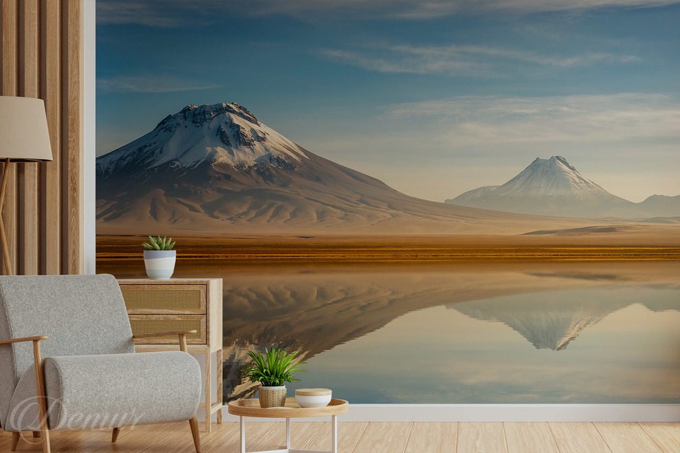 Calme-reflete-dans-un-lac-de-montagne-pour-le-salon-papiers-peints-demur