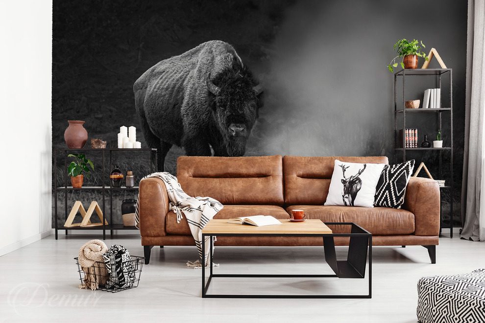 Un-bison-monumental-dans-une-ambiance-sombre-papiers-peints-animaux-papiers-peints-demur