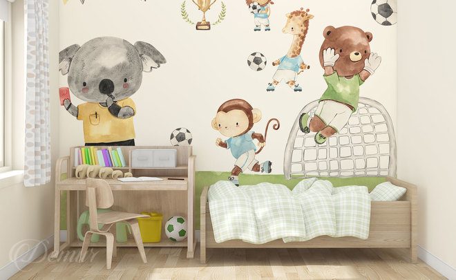 Lequipe-animale-des-champions-de-football-pour-les-enfants-papiers-peints-demur