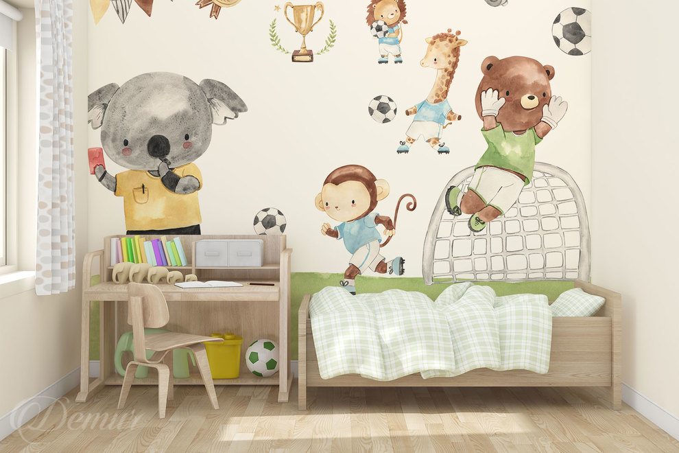 Lequipe-animale-des-champions-de-football-pour-les-enfants-papiers-peints-demur