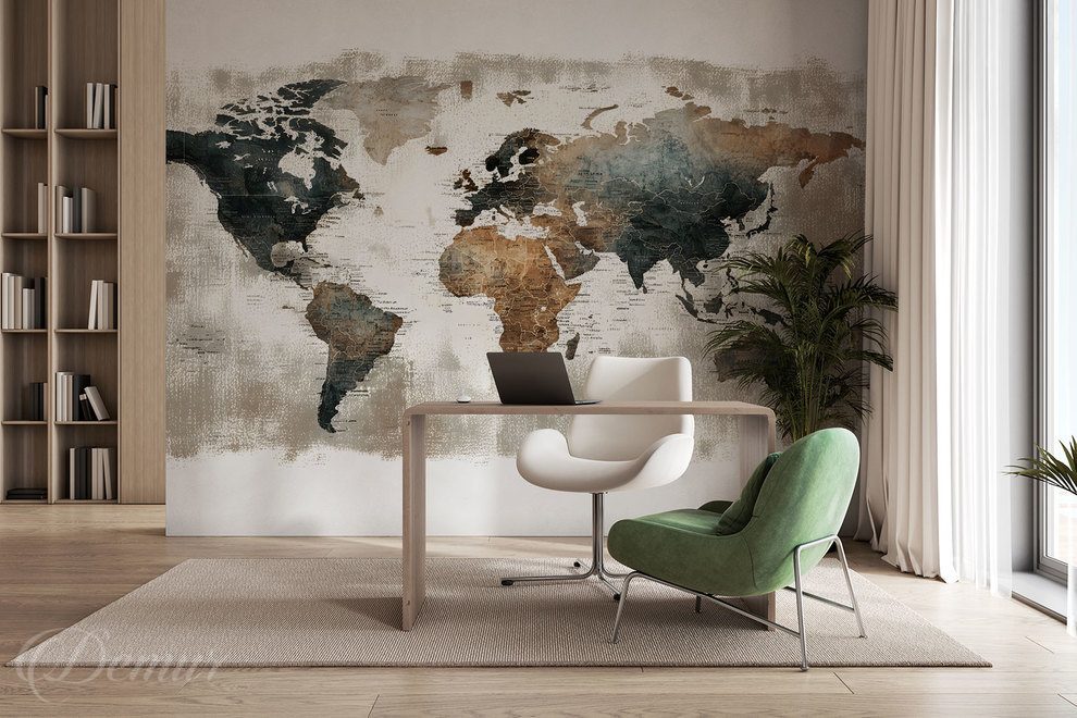 Carte-du-monde-artistique-au-style-vintage-carte-du-monde-papiers-peints-demur