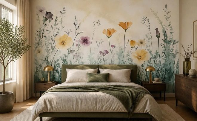 Lumiere-douce-et-motif-floral-dans-une-palette-pastel-fleurs-murales-papiers-peints-demur