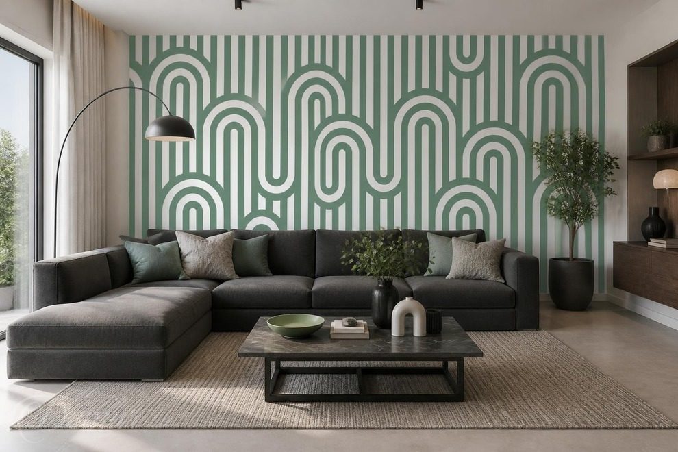 Contraste-des-lignes-vertes-sur-fond-blanc-pour-le-salon-papiers-peints-demur