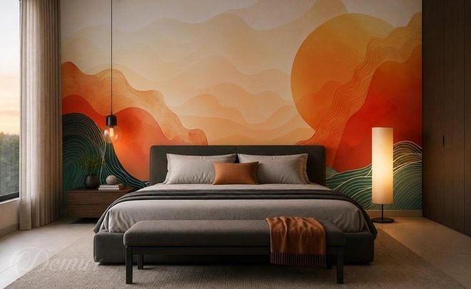 Abstraction-moderne-des-collines-montagneuses-pou-la-chambre-a-coucher-papiers-peints-demur