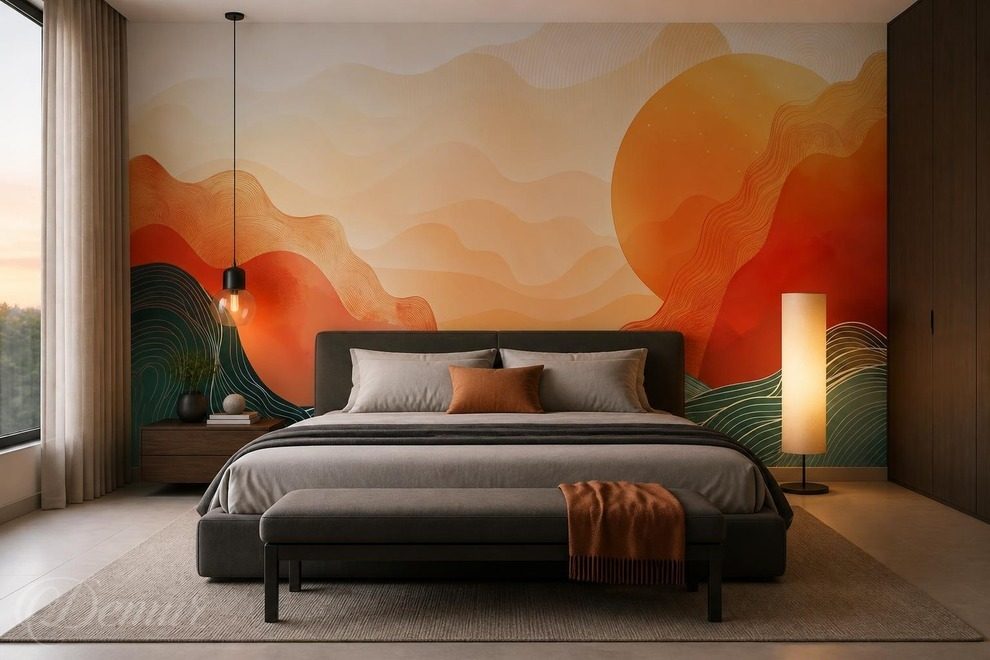 Abstraction-moderne-des-collines-montagneuses-pou-la-chambre-a-coucher-papiers-peints-demur