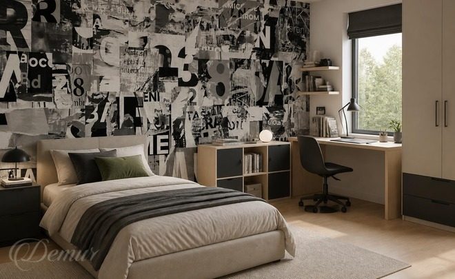 Typographie-en-collage-noir-et-blanc-pour-adolescent-papiers-peints-demur
