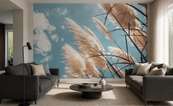 Legerete-subtile-des-herbes-sur-fond-bleu-ciel-pour-le-salon-papiers-peints-demur