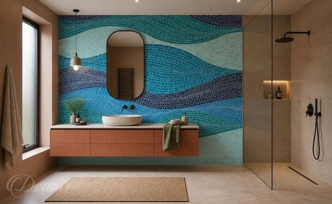 Rythme-fluide-sur-fond-de-mosaique-pour-la-salle-de-bain-tableaux-demur