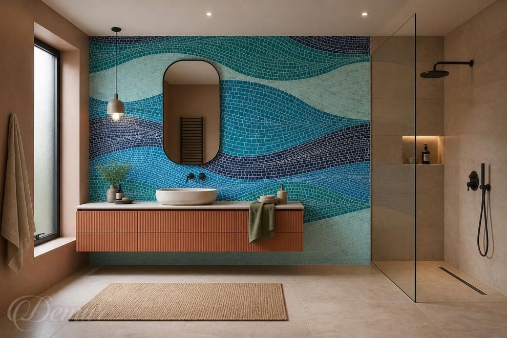 Rythme-fluide-sur-fond-de-mosaique-pour-la-salle-de-bain-tableaux-demur