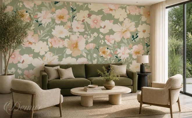 Motif-floral-raffine-aux-tons-naturels-pour-le-salon-papiers-peints-demur