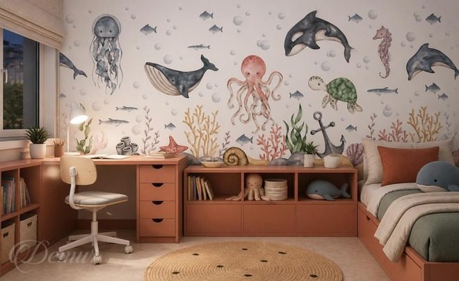 Palette-de-nuances-marines-dans-la-decoration-murale-pour-les-enfants-papiers-peints-demur