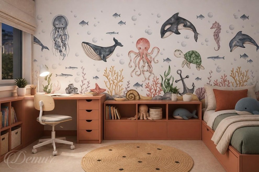 Palette-de-nuances-marines-dans-la-decoration-murale-pour-les-enfants-papiers-peints-demur