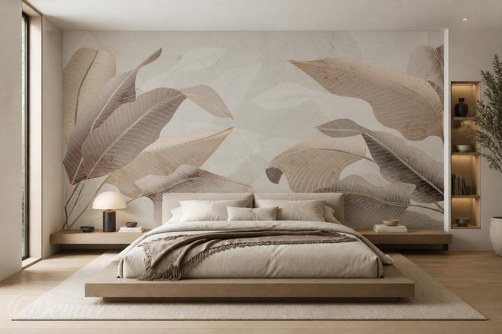 Style-subtil-des-feuilles-naturelles-en-beige-pou-la-chambre-a-coucher-papiers-peints-demur