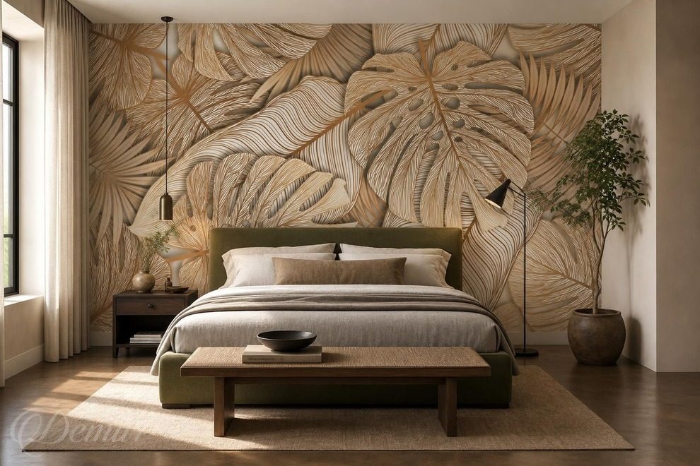 Elegance-moderne-avec-un-motif-vegetal-pou-la-chambre-a-coucher-papiers-peints-demur