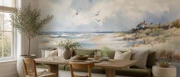Lueur-chaleureuse-au-bord-de-la-mer-paysages-sur-le-mur-papiers-peints-demur