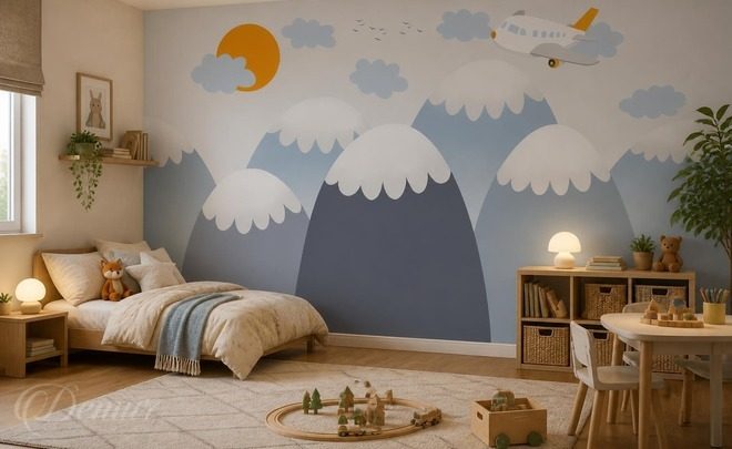 Bleus-subtils-et-gris-dans-une-chambre-denfant-pour-les-enfants-papiers-peints-demur