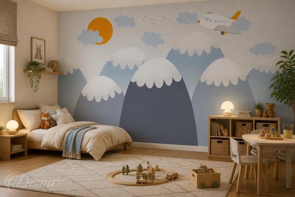 Bleus-subtils-et-gris-dans-une-chambre-denfant-pour-les-enfants-papiers-peints-demur