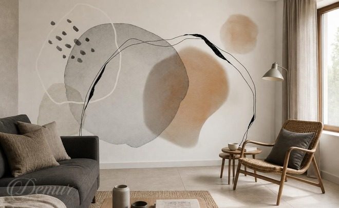 Chaleur-delicate-et-motif-organique-graphite-pour-le-salon-papiers-peints-demur