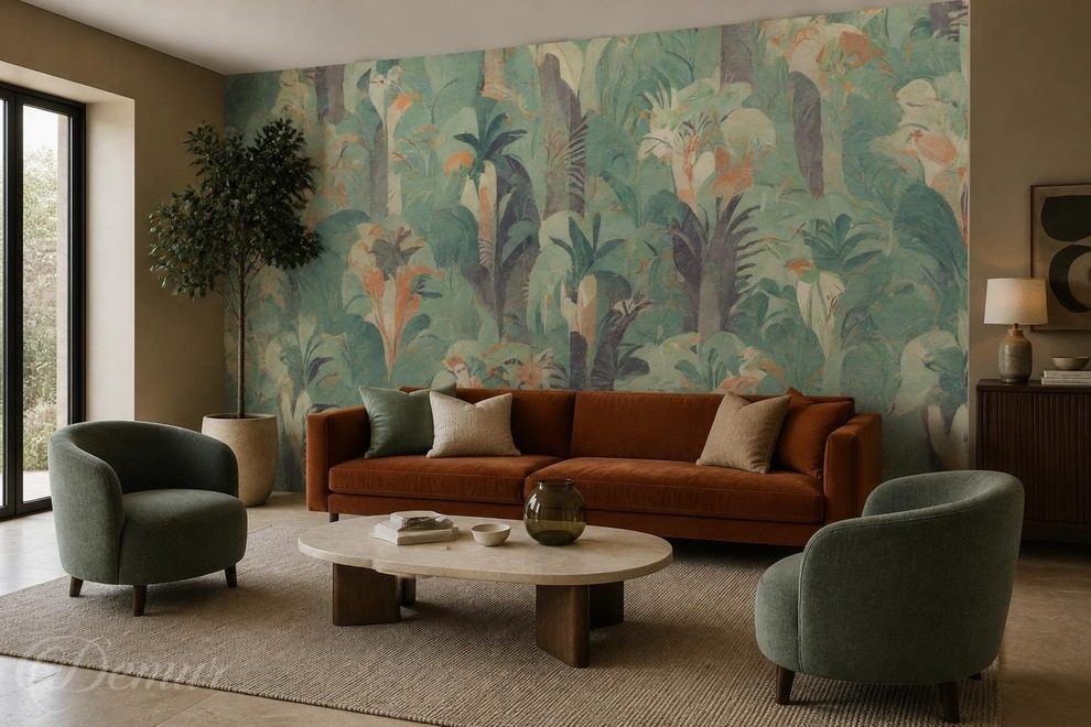 Caractere-artistique-de-la-composition-tropicale-pour-le-salon-papiers-peints-demur
