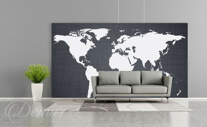 Continents-monochromes-carte-du-monde-papiers-peints-demur