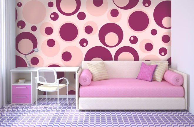 Rose-et-violet-mur-a-la-chambre-de-la-jeune-fille-papiers-peints-demur